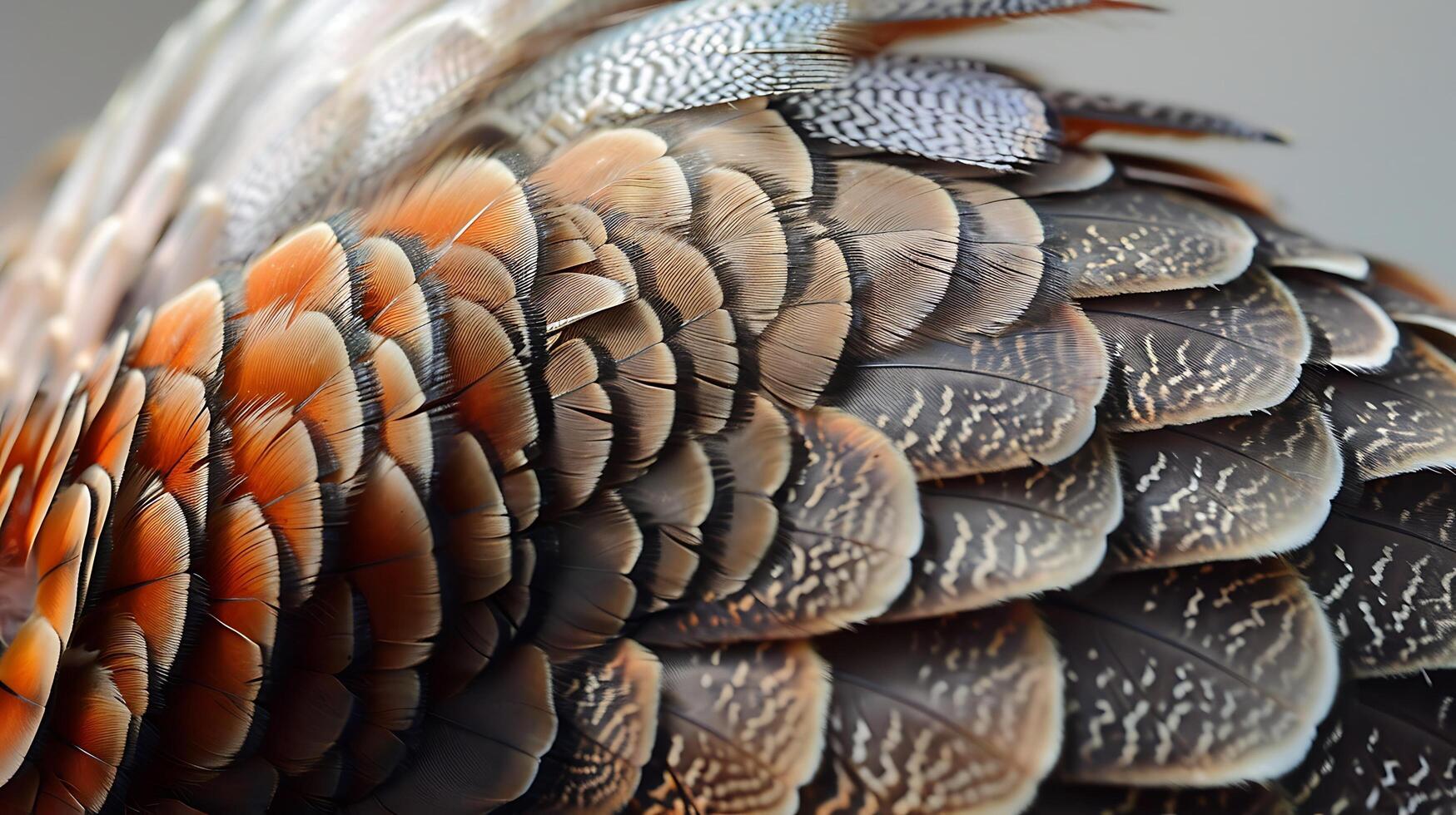 Intricate Patterns on a Bird's Beautiful, Layered Feathers. photo