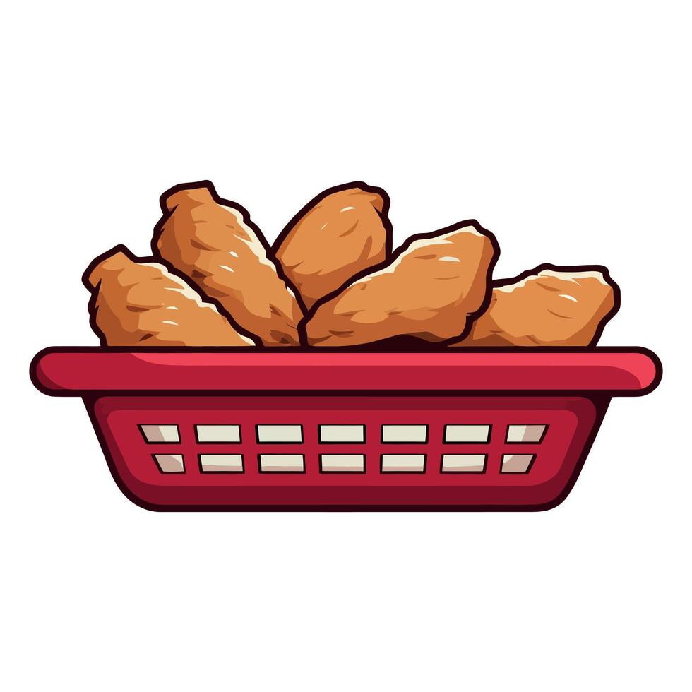 chicken wings icon showing multiple hot pieces in red container vector