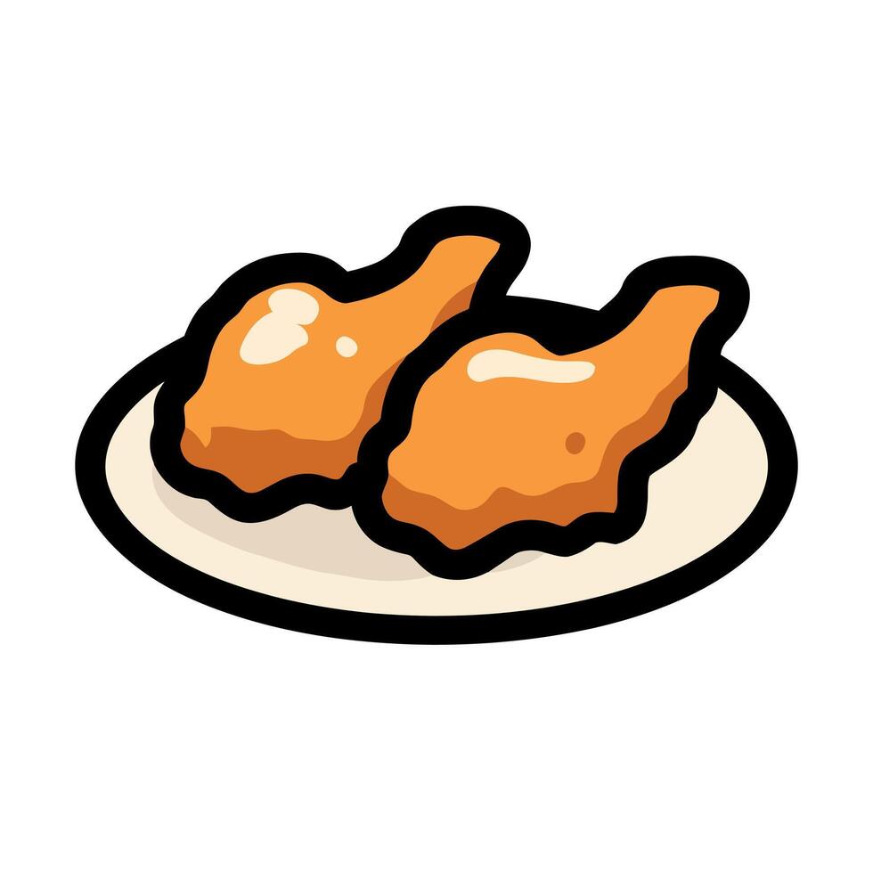 chicken wings icon with fried drumsticks and sauce in clean flat style vector