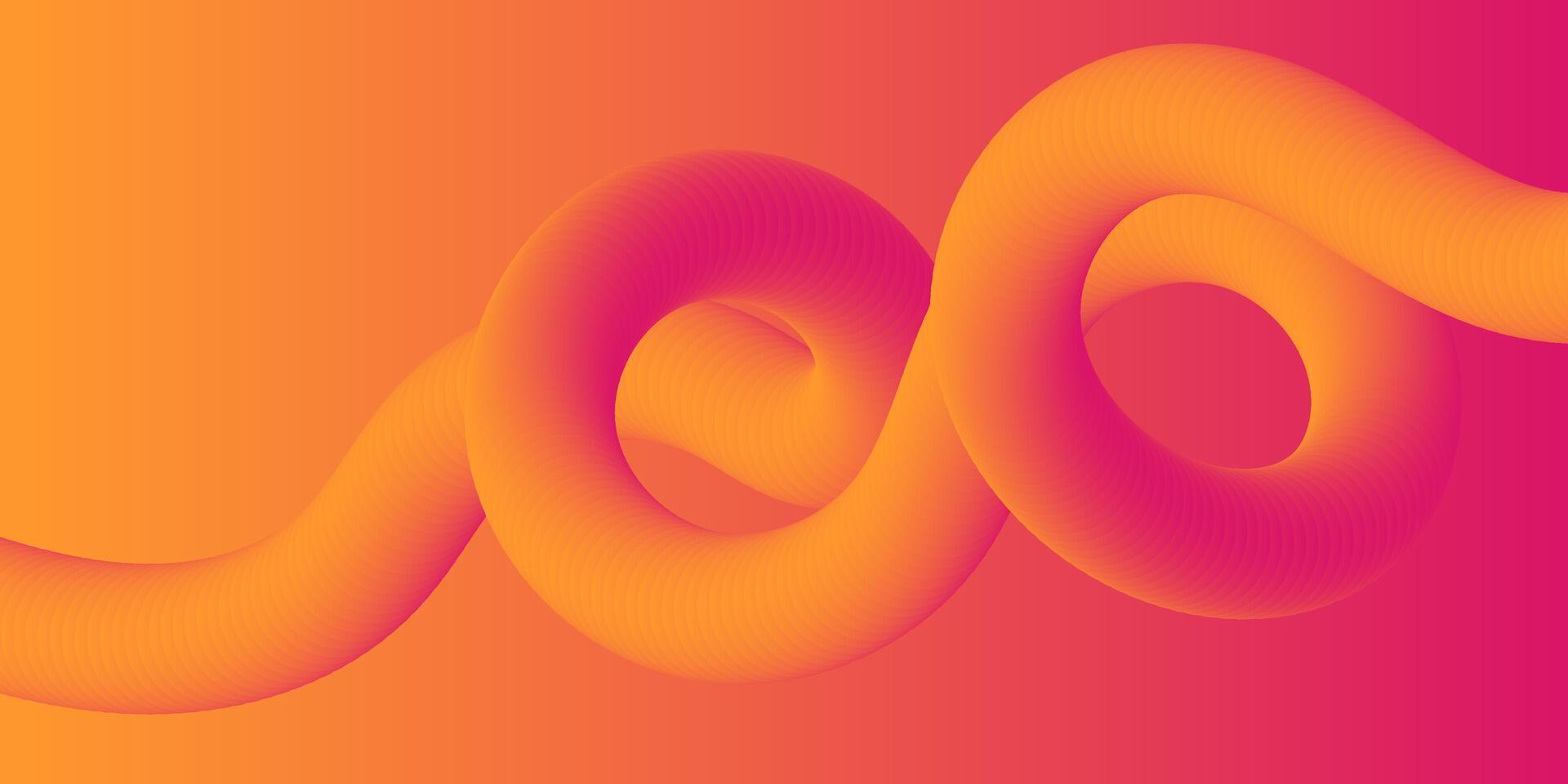 Abstract Orange Pink 3D Flowing Lines Modern Background Design vector