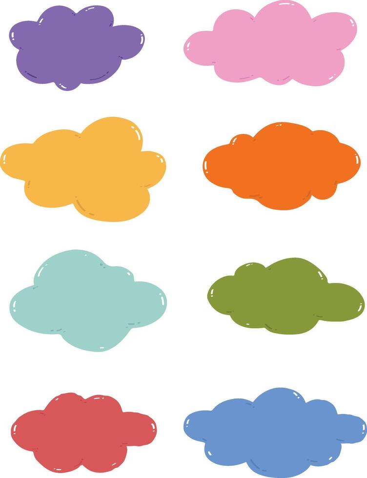 Collection of colorful clouds clipart vector