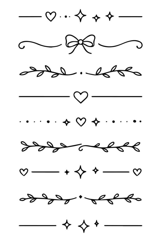 Elegant Decorative Divider and Border Elements with Hearts and Stars vector