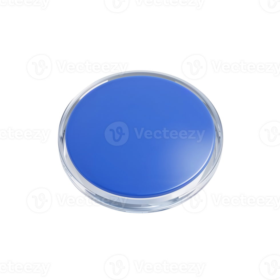 Isolated azure circular element with subtle reflections and transparent edging on clear space png