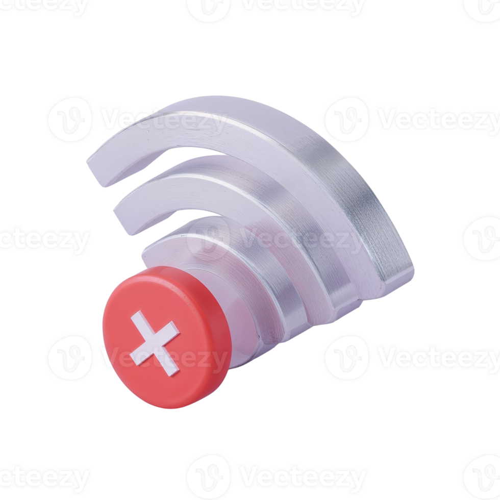 Disconnected Wireless Signal Illustration with a Cross Symbol Depicting Network Issues png