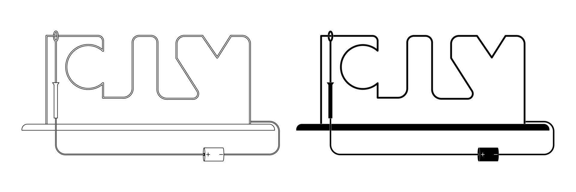 wire loop game, or buzz wire icon set isolated on white background vector