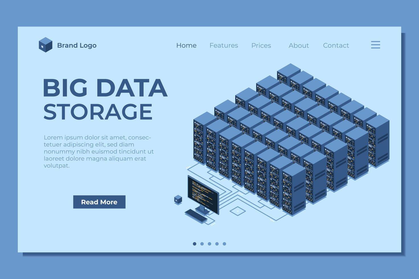 Isometric big data storage illustration vector