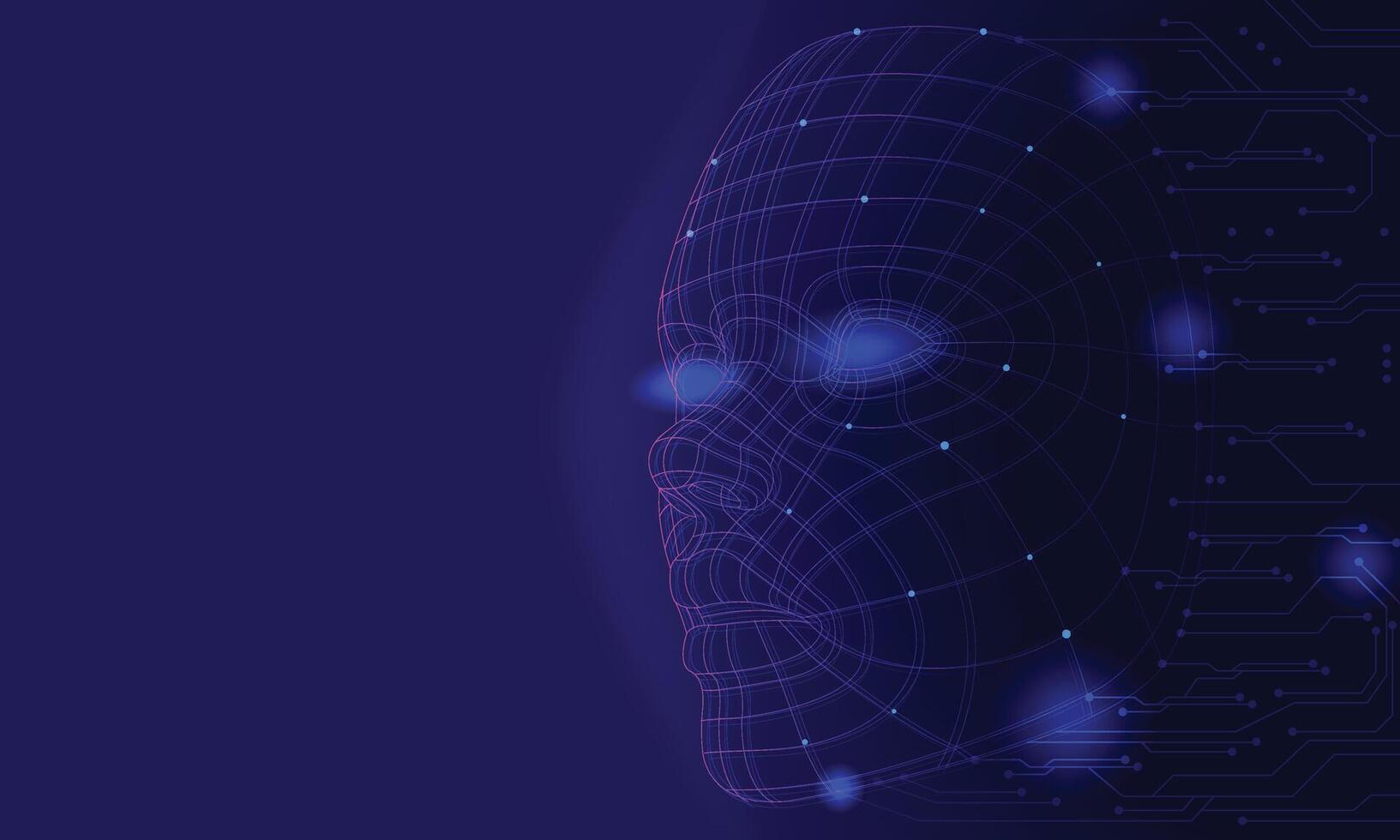 Futuristic digital face with tech background vector