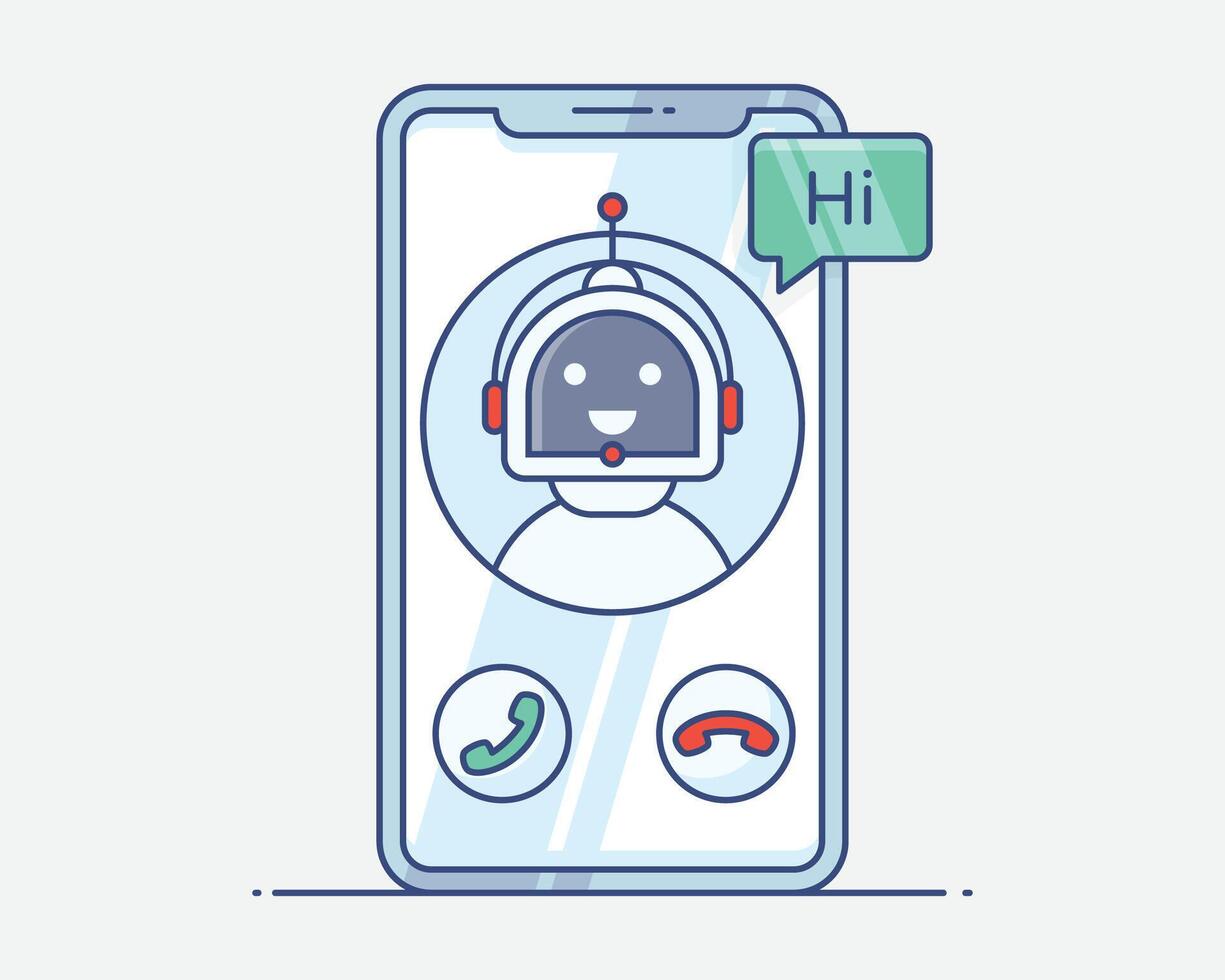 Incoming call from a friendly chatbot assistant offering help vector