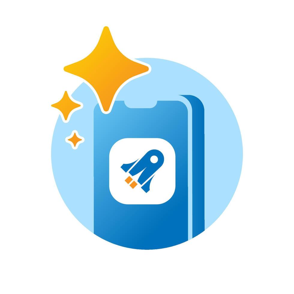 illustration of smartphone screen with glowing and app icon. mobile application update, new feature release, or software launch. for concepts app development, UI upgrade, and technology innovation vector