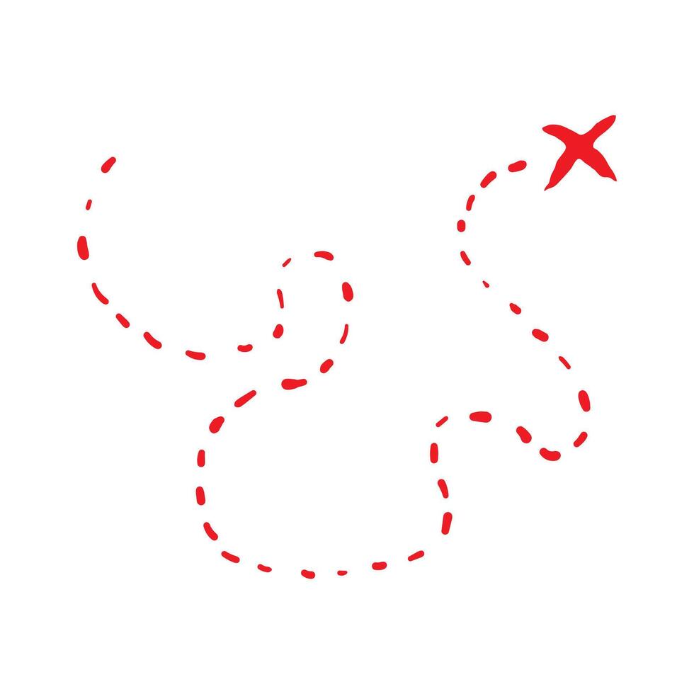 Treasure map element. A dashed line and red X mark ink on the map, the treasure map with a dotted line vector