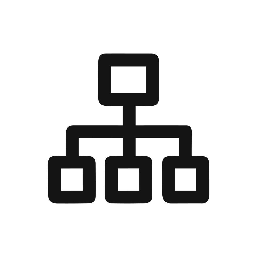 Simple Outline Hierarchy Organization Chart Diagram Structure Element Icon vector