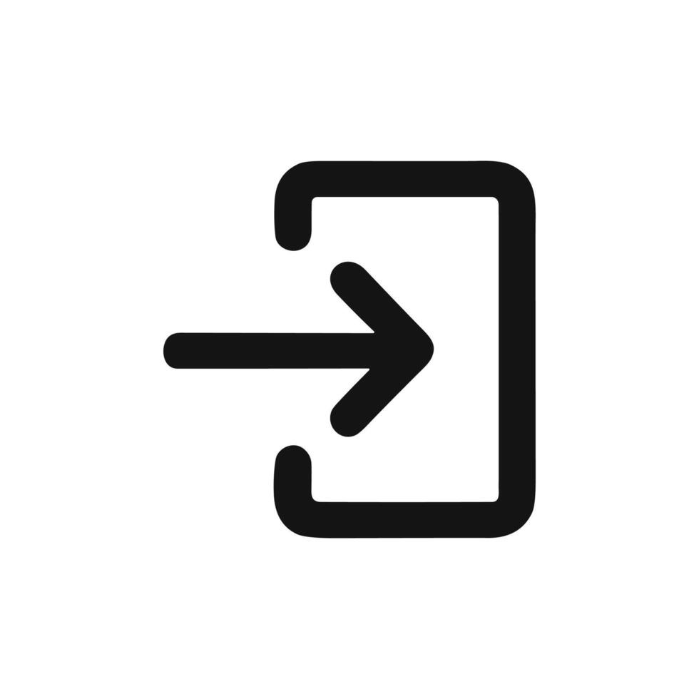 Simple Linear Login Icon with Arrow and Rectangle Shape vector