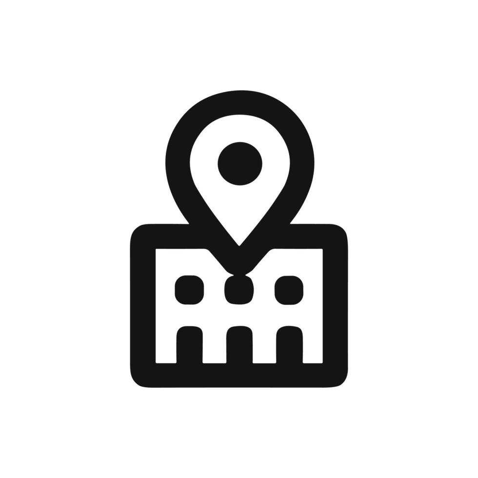 Minimalist Line Style Building Location Pin Navigation Graphic Element vector