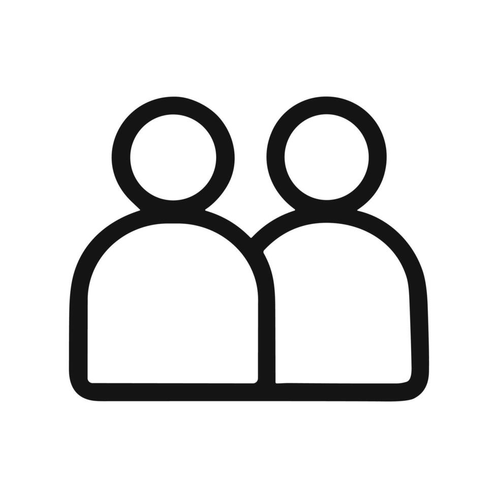 Minimalist Outline Two People User Avatar Group Icon Design Element vector