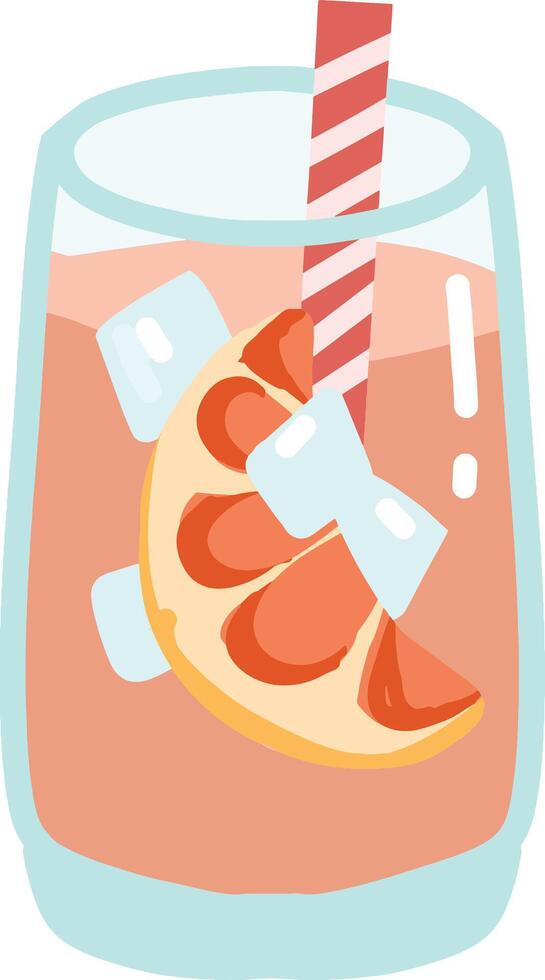 Refreshing Pink Drink with Ice and Citrus vector