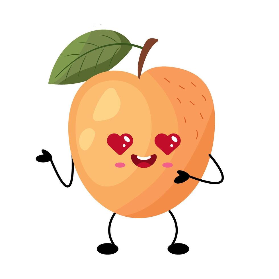 Peach Fruit Illustration. Fruit Icon Concept Isolated. Flat Cartoon Style Suitable for Web Landing Page, Banner, Flyer, Sticker, Card vector