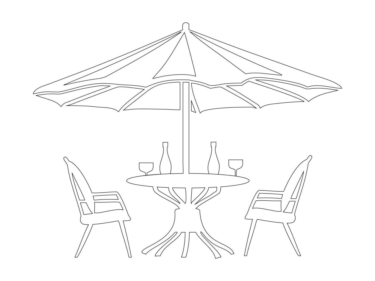 Cafe Table Umbrella Outline vector