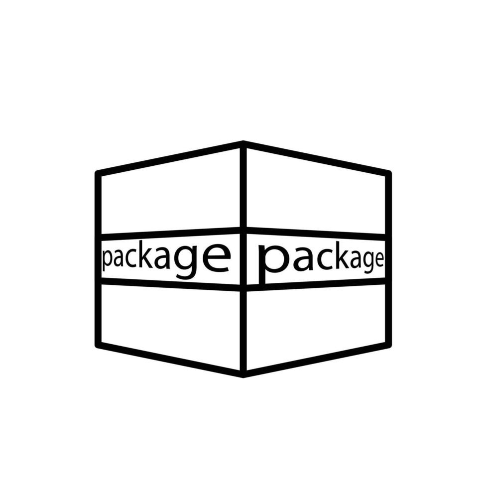Package icon. E-Commerce and Promotions. Cardboard box package. market, sale, buy. outline design style. vector