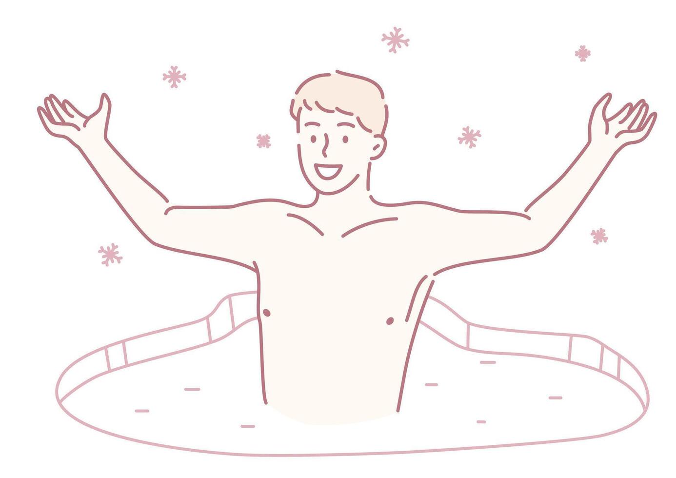 A Joyful Young Man Indulging in a Relaxing and Refreshing Water Scene, Radiating Happiness and Cheer vector
