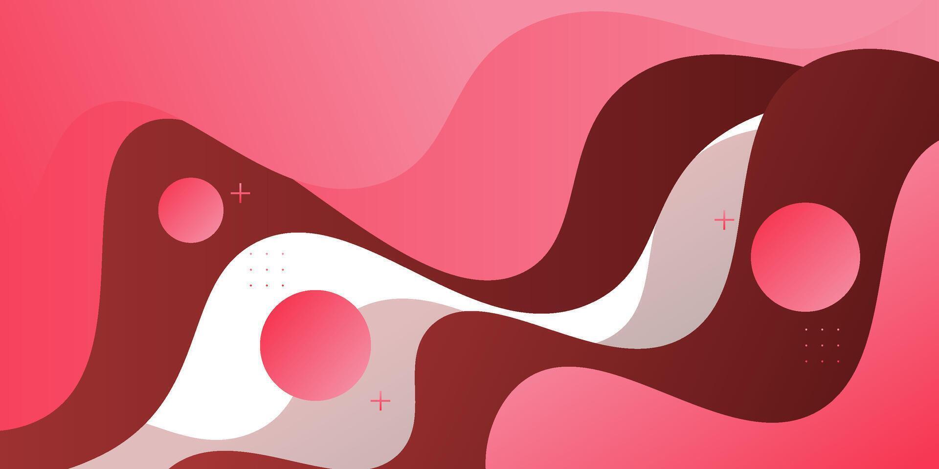 Abstract colored wave fluid gradient, simple pink and red pattern on white horizontal background. eps10 vector