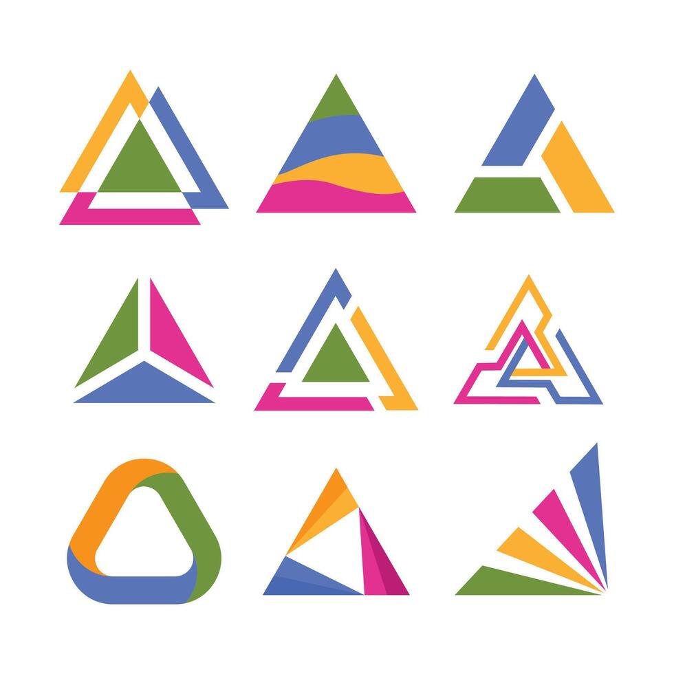 Set of Triangle Logo Set Collection with Gradient Modern Alphabet Logo Simple Business Design Template Initial A Letter Monogram Icon Objects. vector