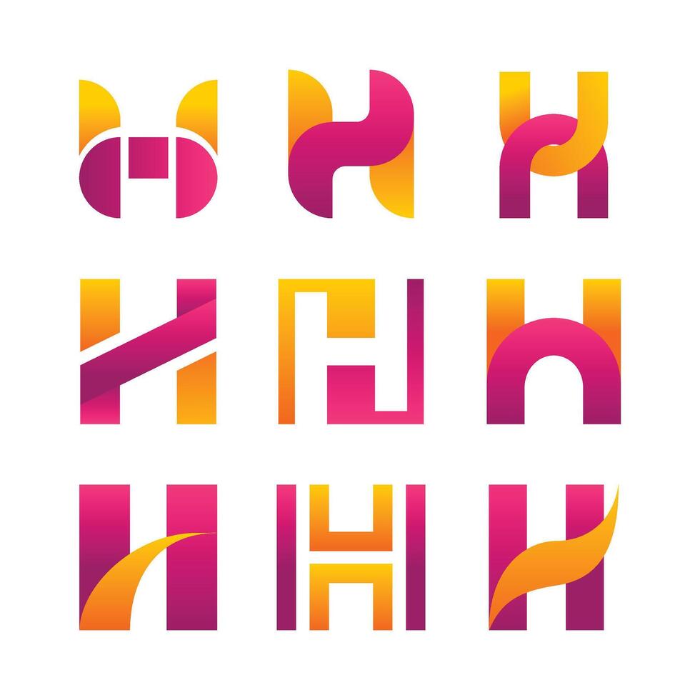 Set of H Letter Logo Set Collection Gradient Modern Alphabet Logo Simple Business Design Template Initial Monogram Icon Objects. vector