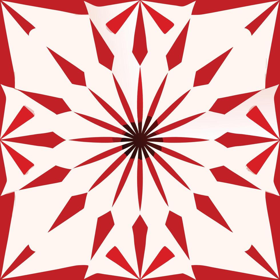 Red geometric starburst pattern with dark center abstract vector