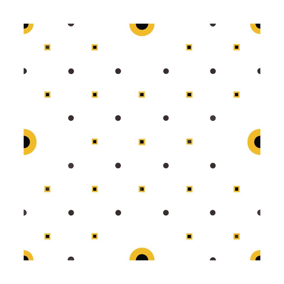 Seamless geometric pattern with yellow squares dots arcs texture graphic vector