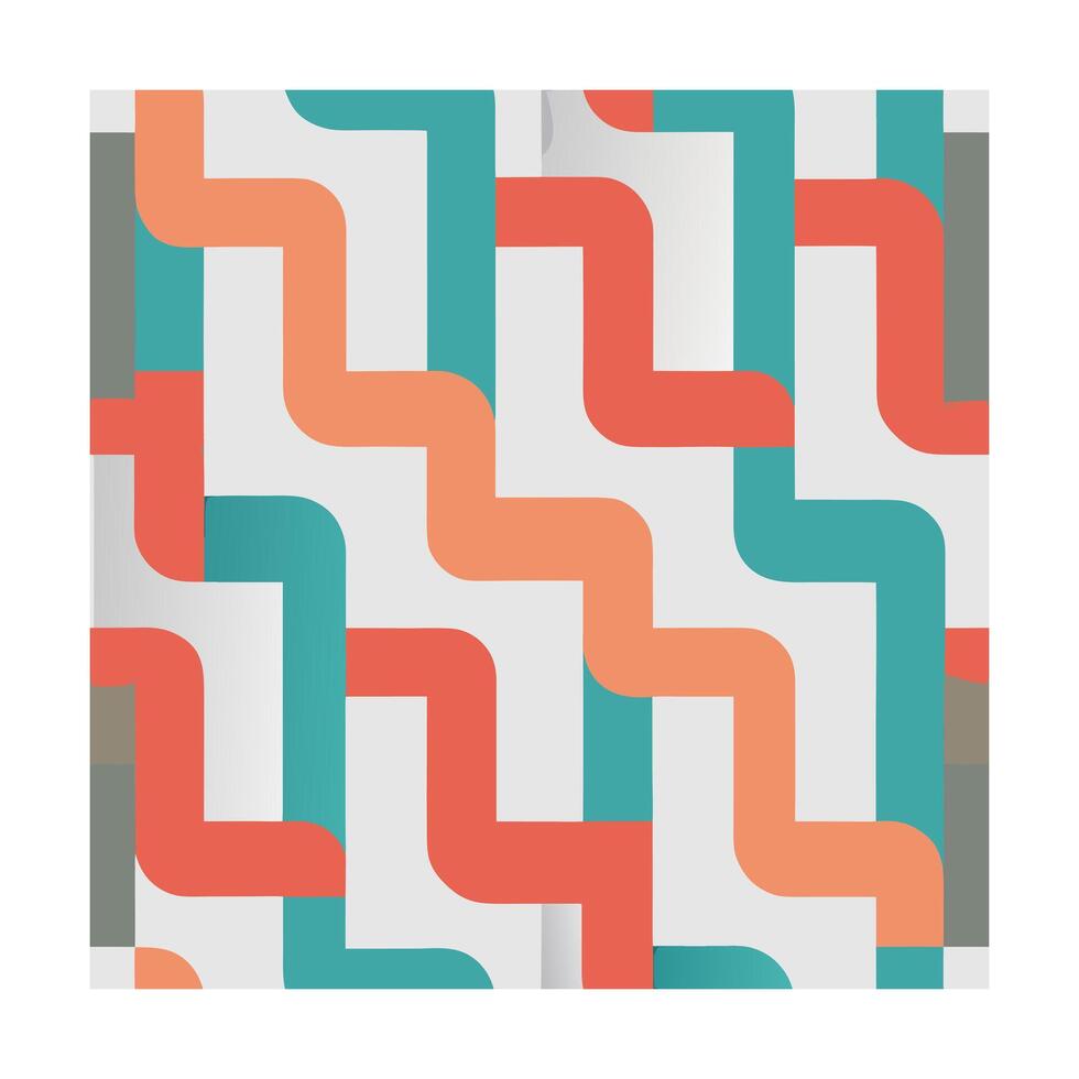 Seamless geometric pattern with coral teal grey rounded shapes abstract texture vector