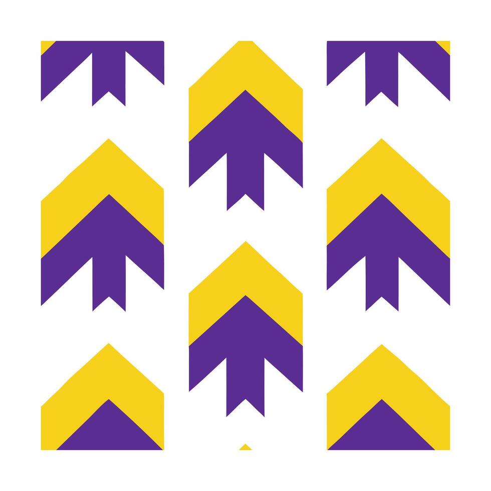 Abstract geometric pattern with upward pointing arrows in purple and yellow vector