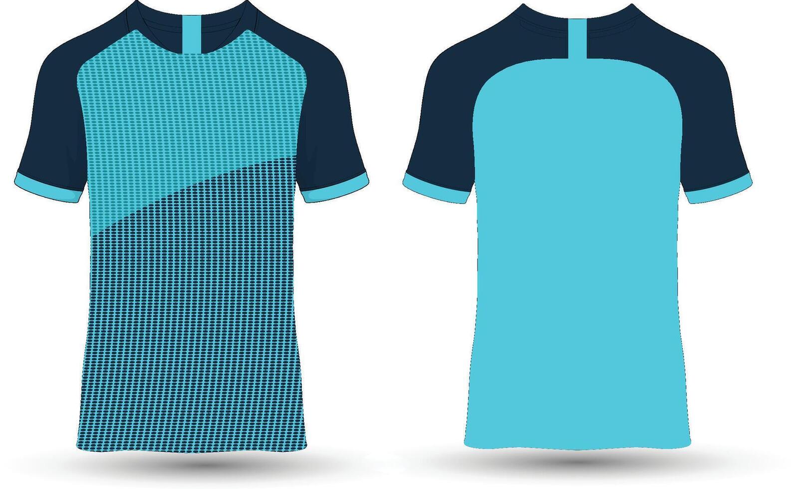 A blue and black soccer jersey with a front and back view vector