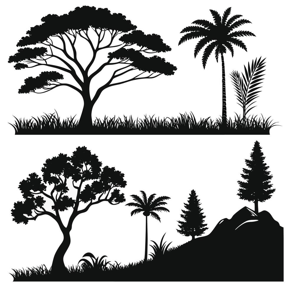 A versatile collection of natural silhouettes featuring diverse organic shapes and elements suitable for various design applications vector