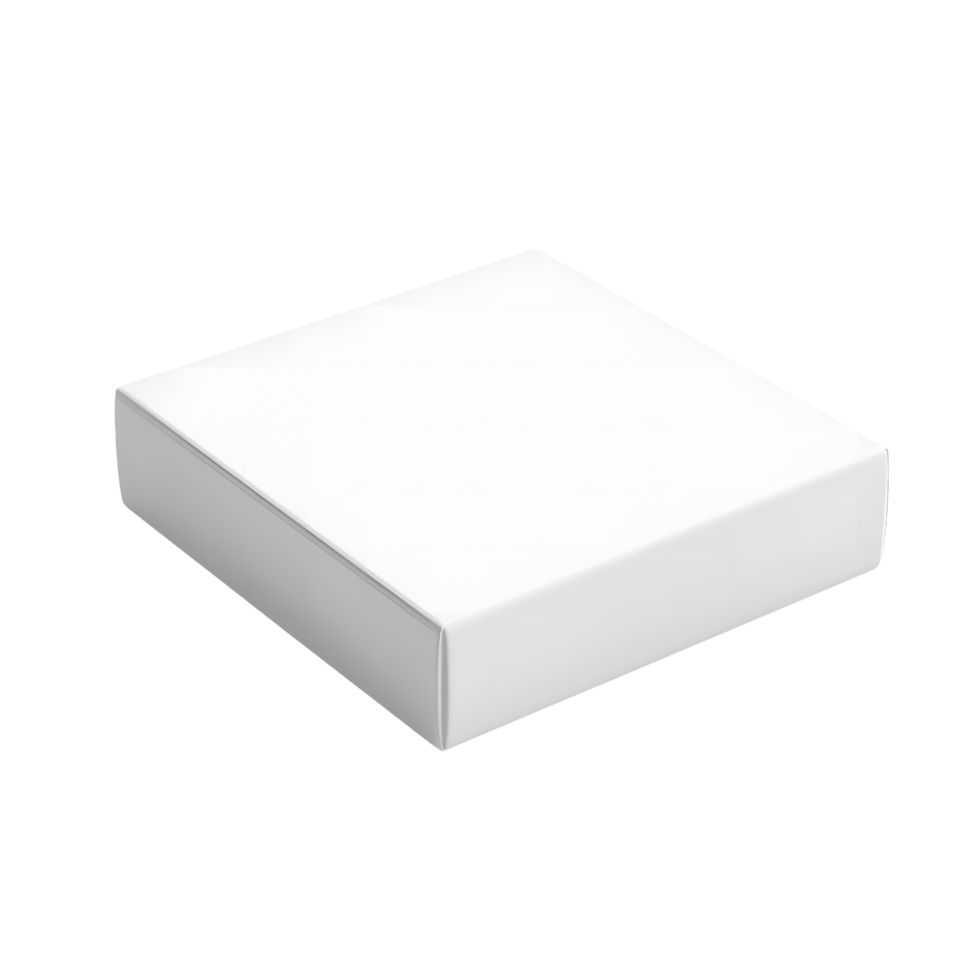 A simple white square box with a lid presented isolated on transparent background png
