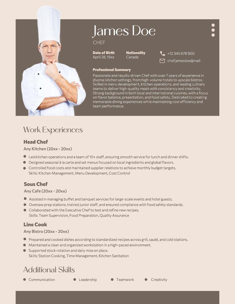 Resume for Chef Template