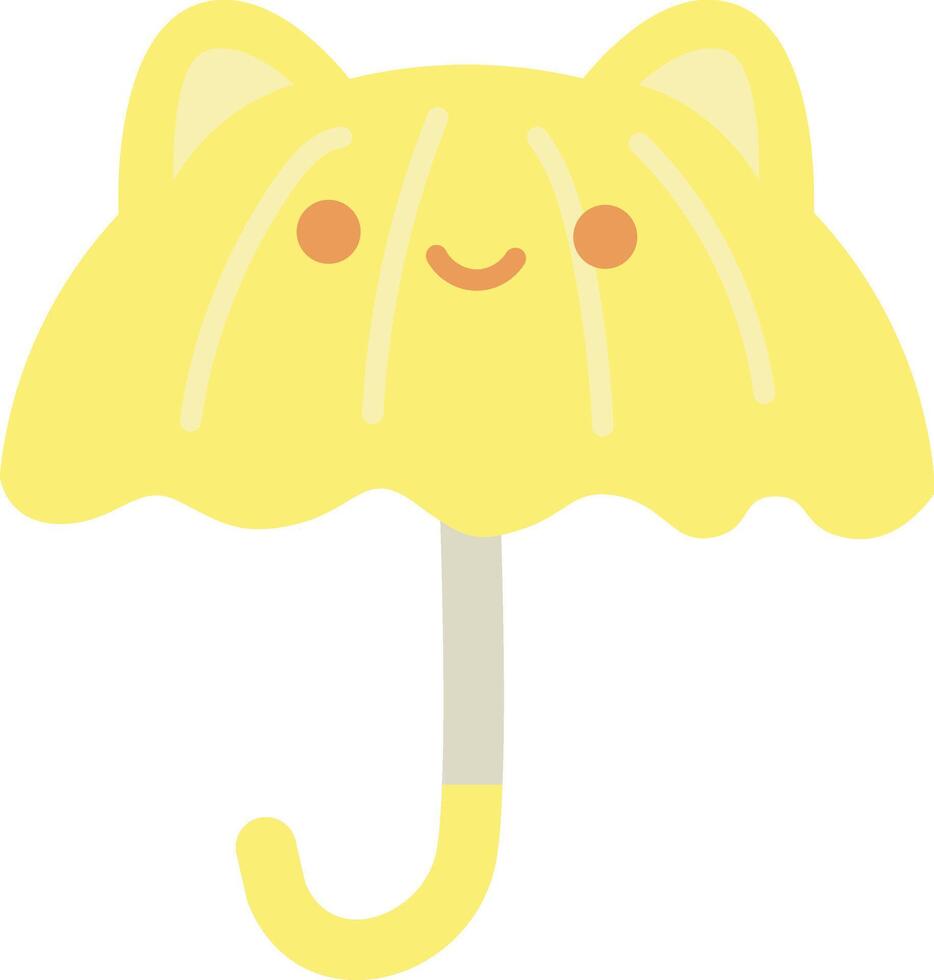 Cute yellow umbrella icon. Cute pastel items for sticky notes, memo or notebook stickers elements. vector