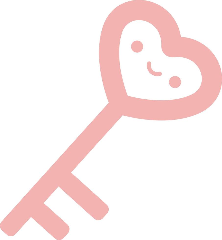 Cute pink key icon. Cute pastel items for sticky notes, memo or notebook stickers elements. vector