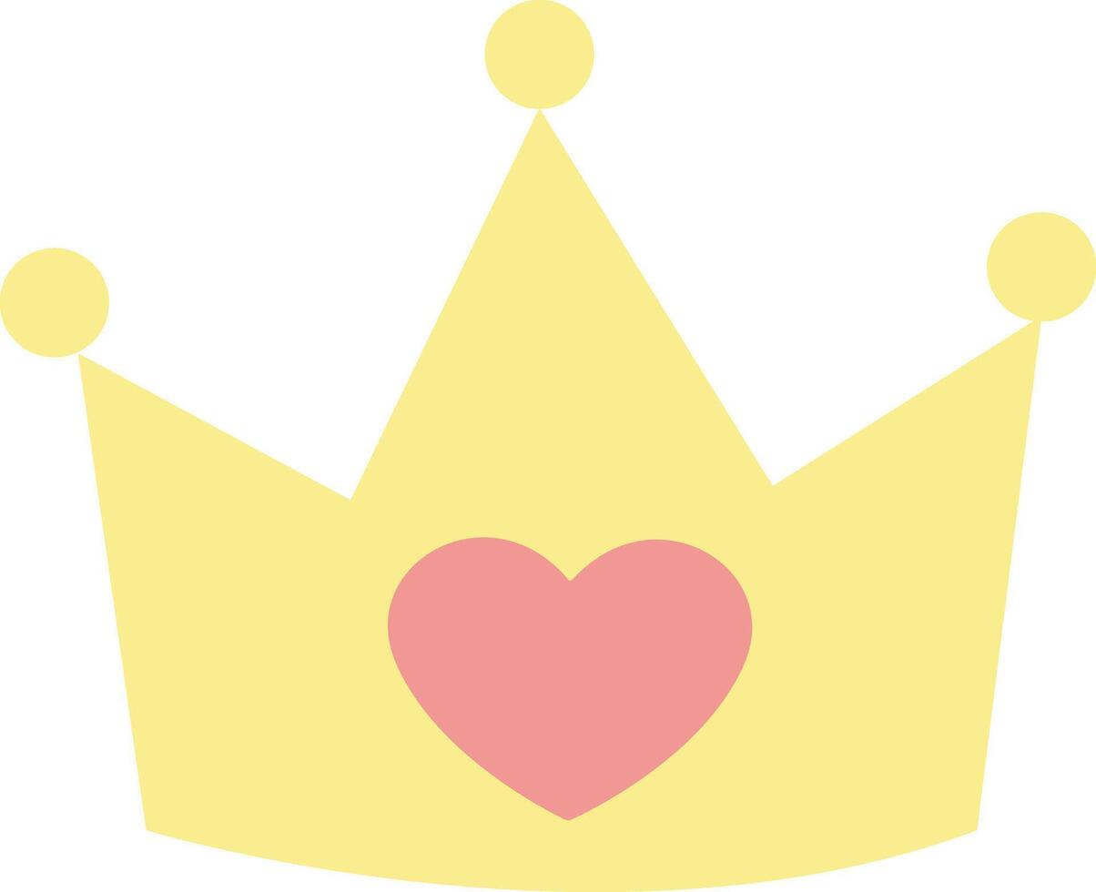 Cute crown with love icon. Cute pastel items for sticky notes, memo or notebook stickers elements. vector