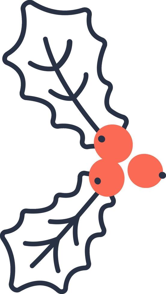Leaves With Berries Doodle vector