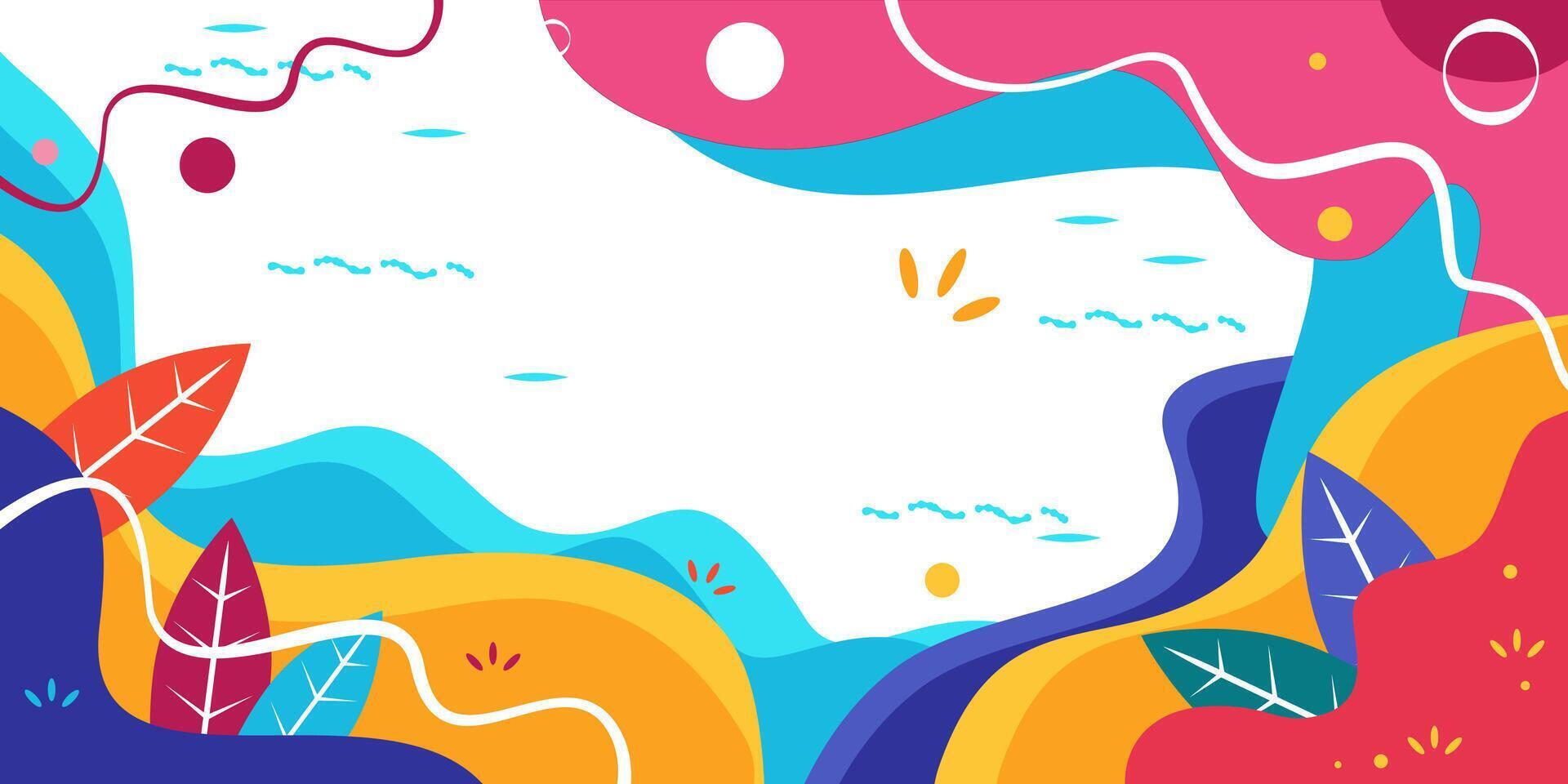 Modern Abstract Summer Banner with Leaf Motifs vector