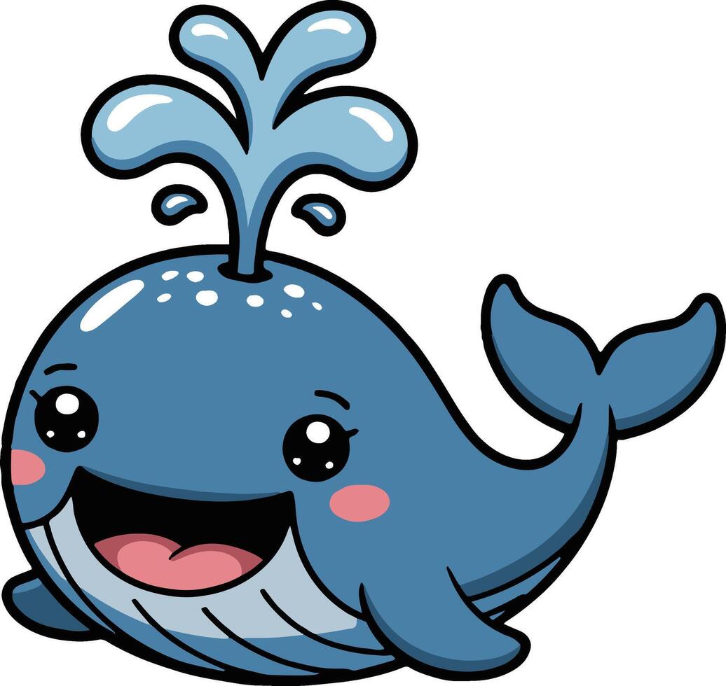 A cartoon whale with water coming out of its mouth vector