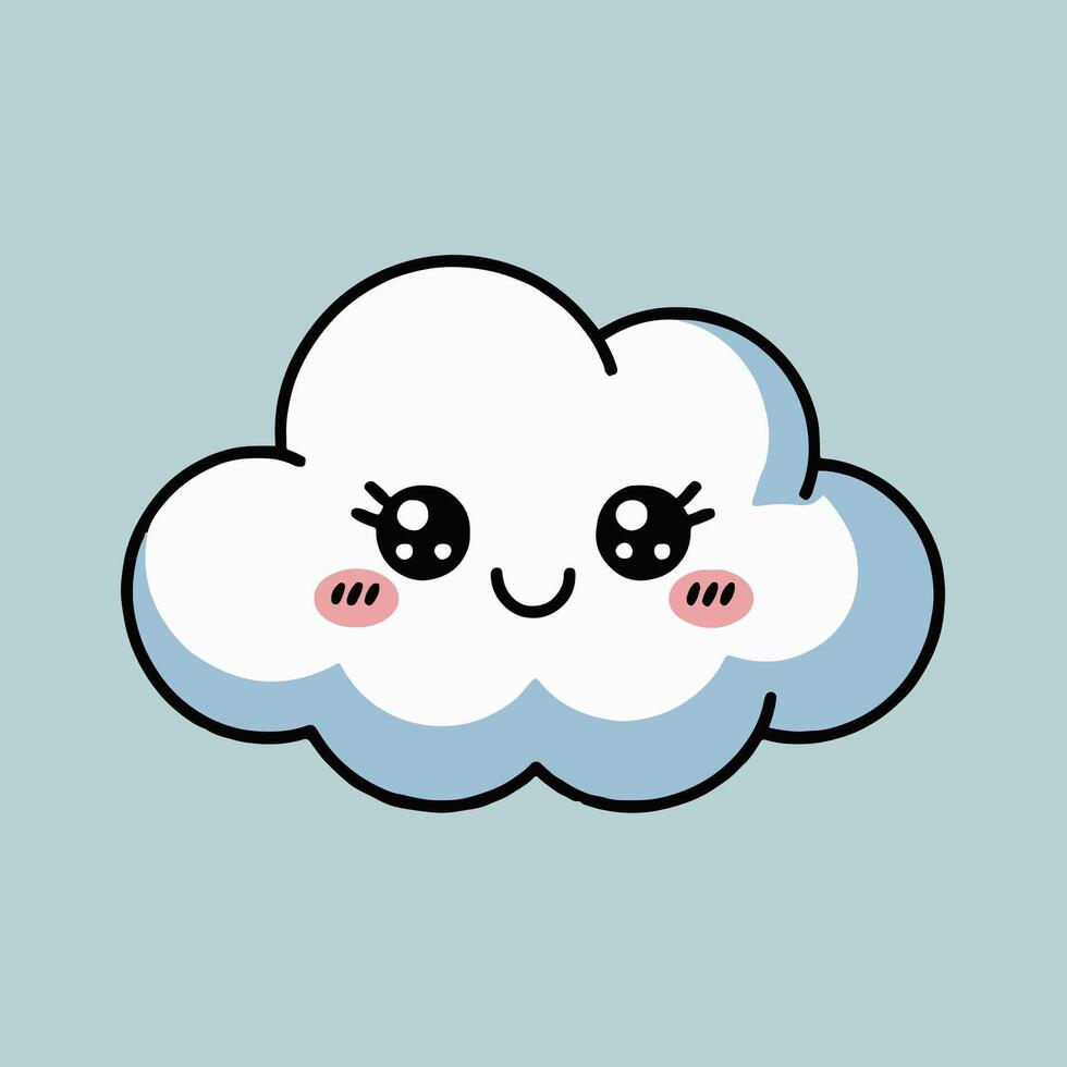 A cartoon cloud with a smiley face vector
