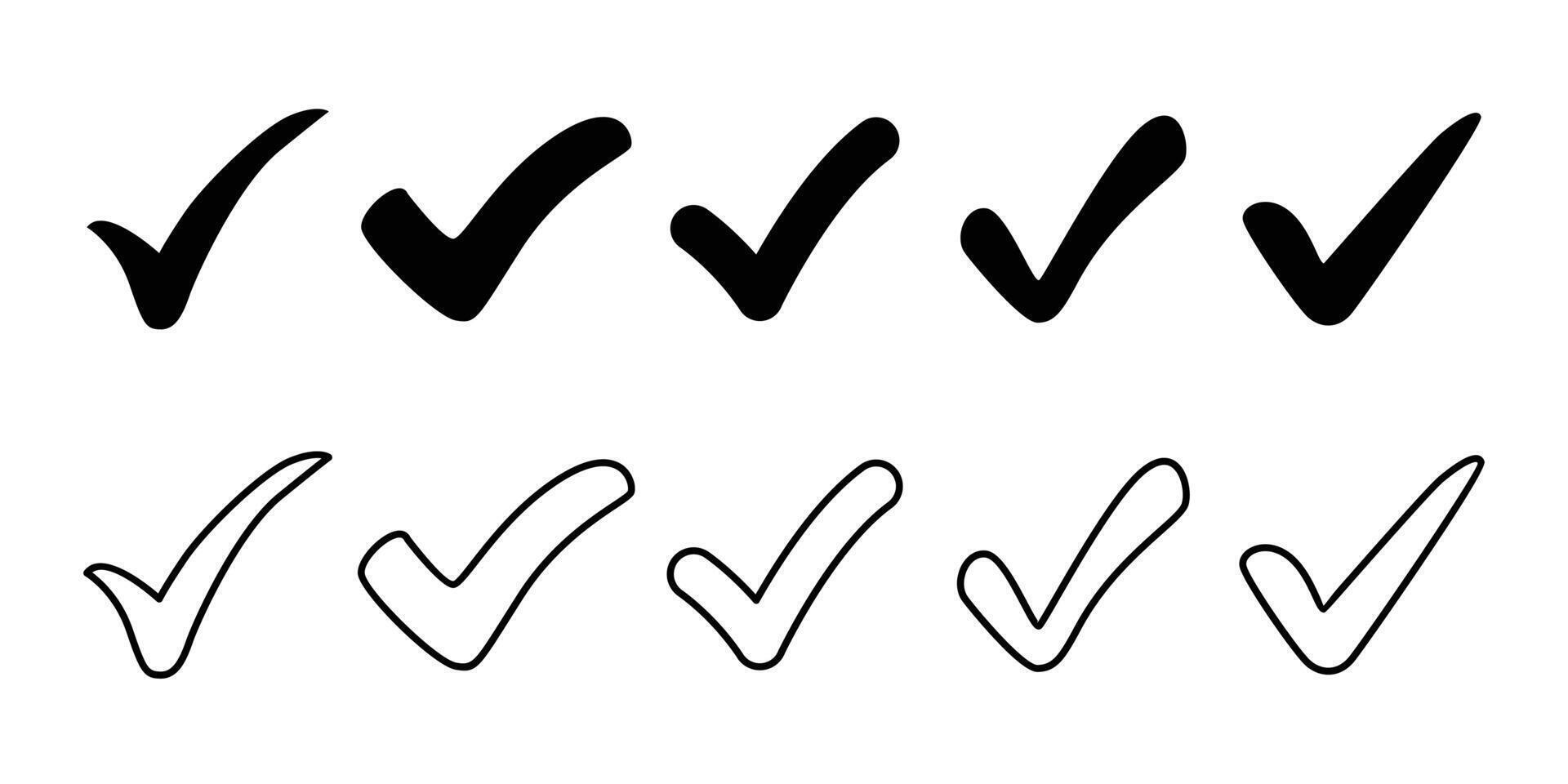 black check mark icon collection vector