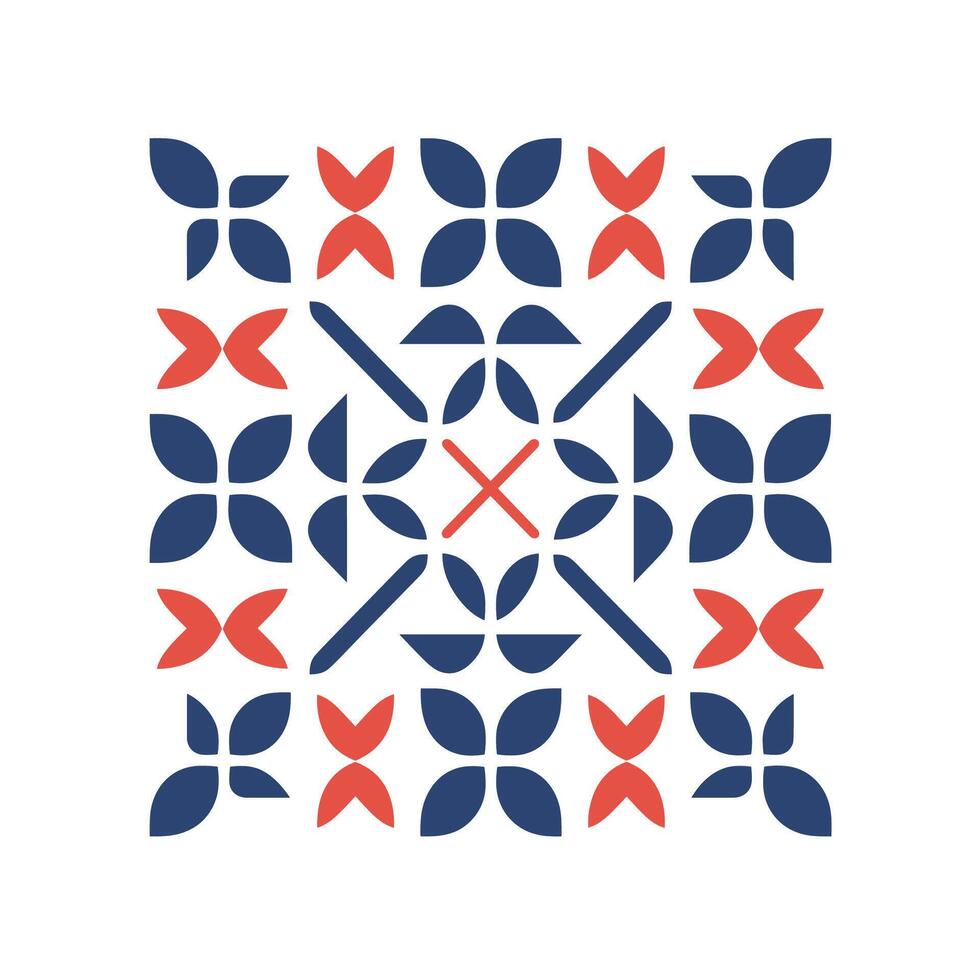 Swedish Dala geometric grid art features vibrant color combinations and symmetrical patterns vector