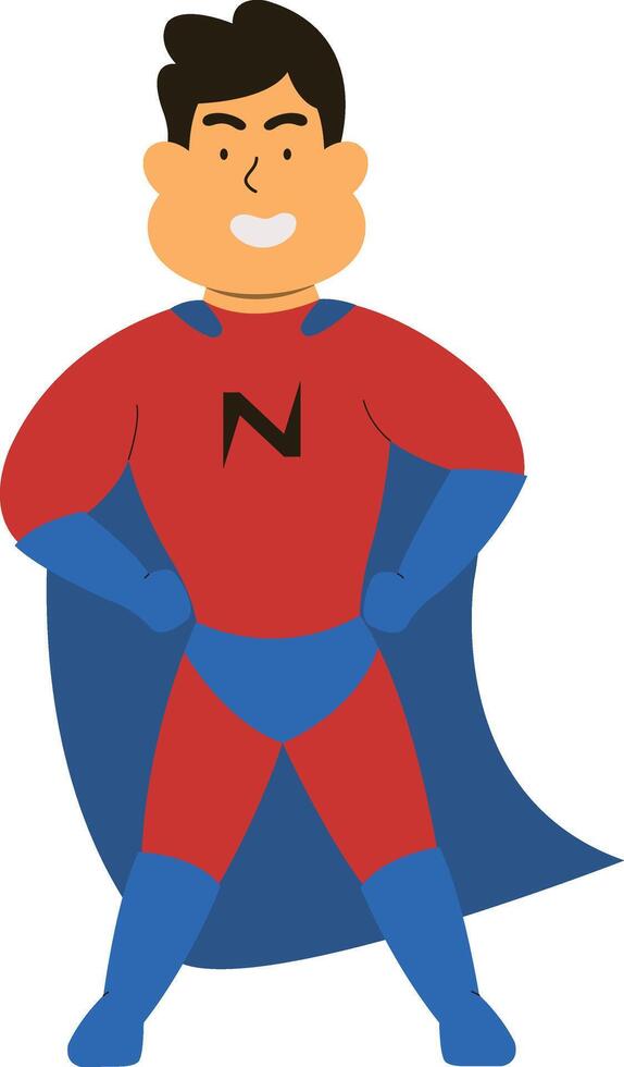 Man Superhero Character with Flat Design. vector