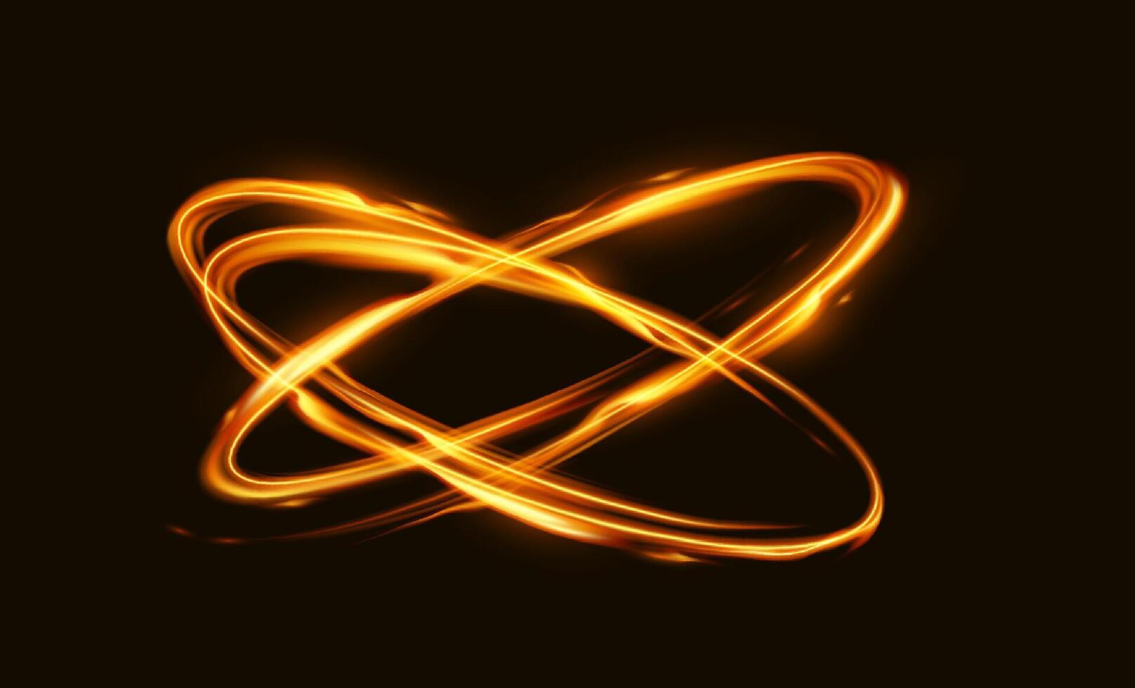 Abstract glowing light trails form intricate patterns on a dark backdrop. The fiery orange hues and dynamic motion create a sense of energy and innovation. vector