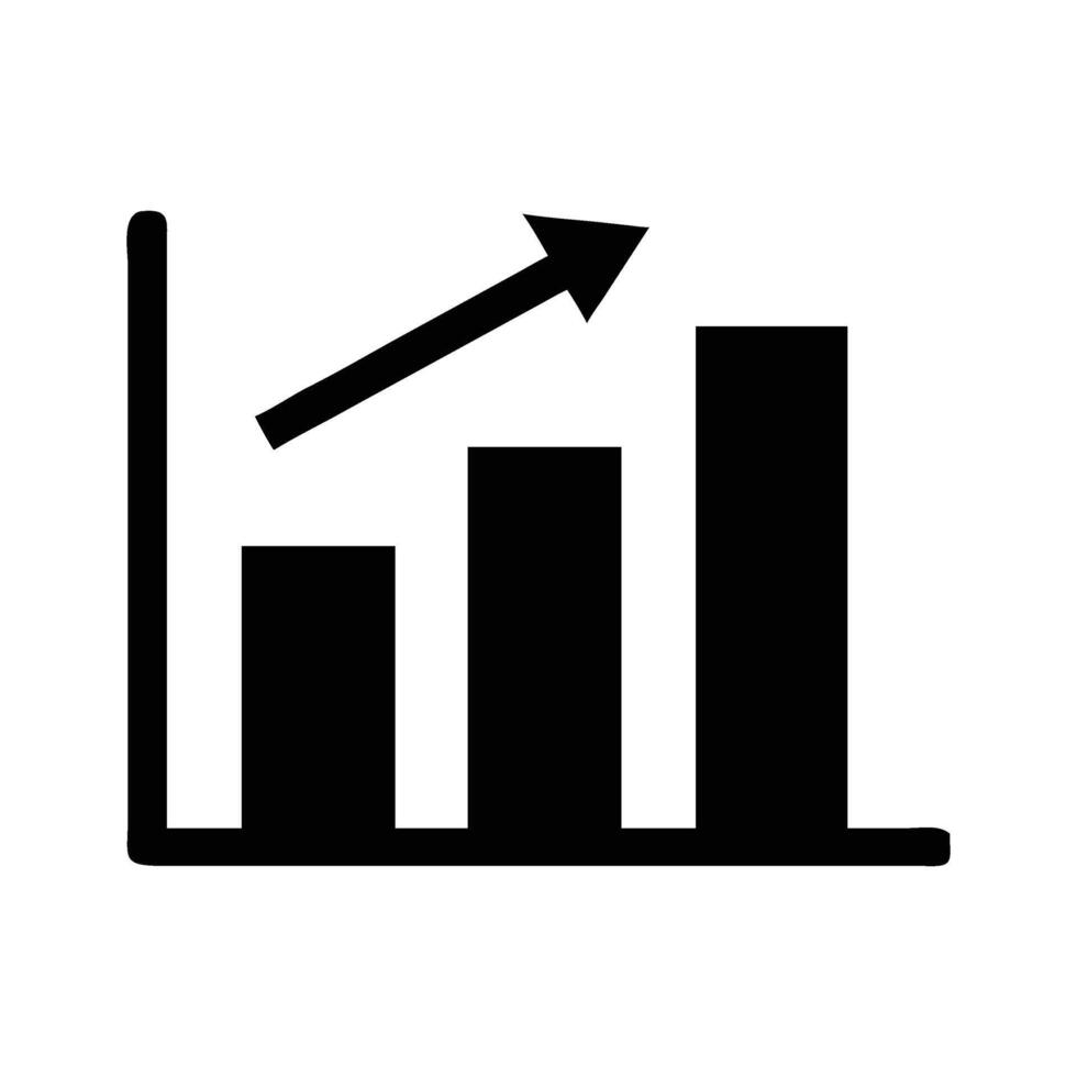 Black and White Bar Graph Showing Consistent Growth With Upward Arrow vector