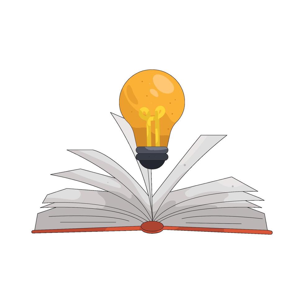 Lightbulb Over Open Book Illustration vector