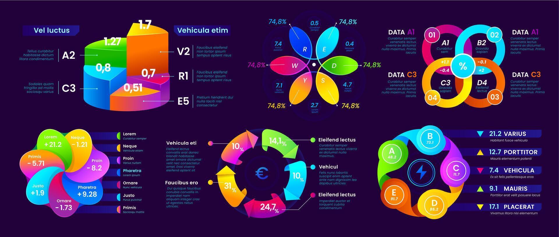 Presentation infographics template graph diagram vector