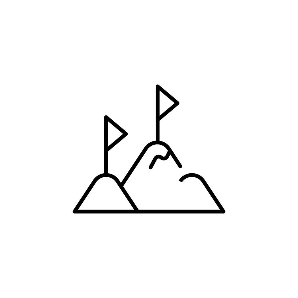 Flag on Mountain Simple Minimalistic Outline Icon. Suitable for books, stores, shops. Editable stroke in minimalistic outline style. Symbol for design vector