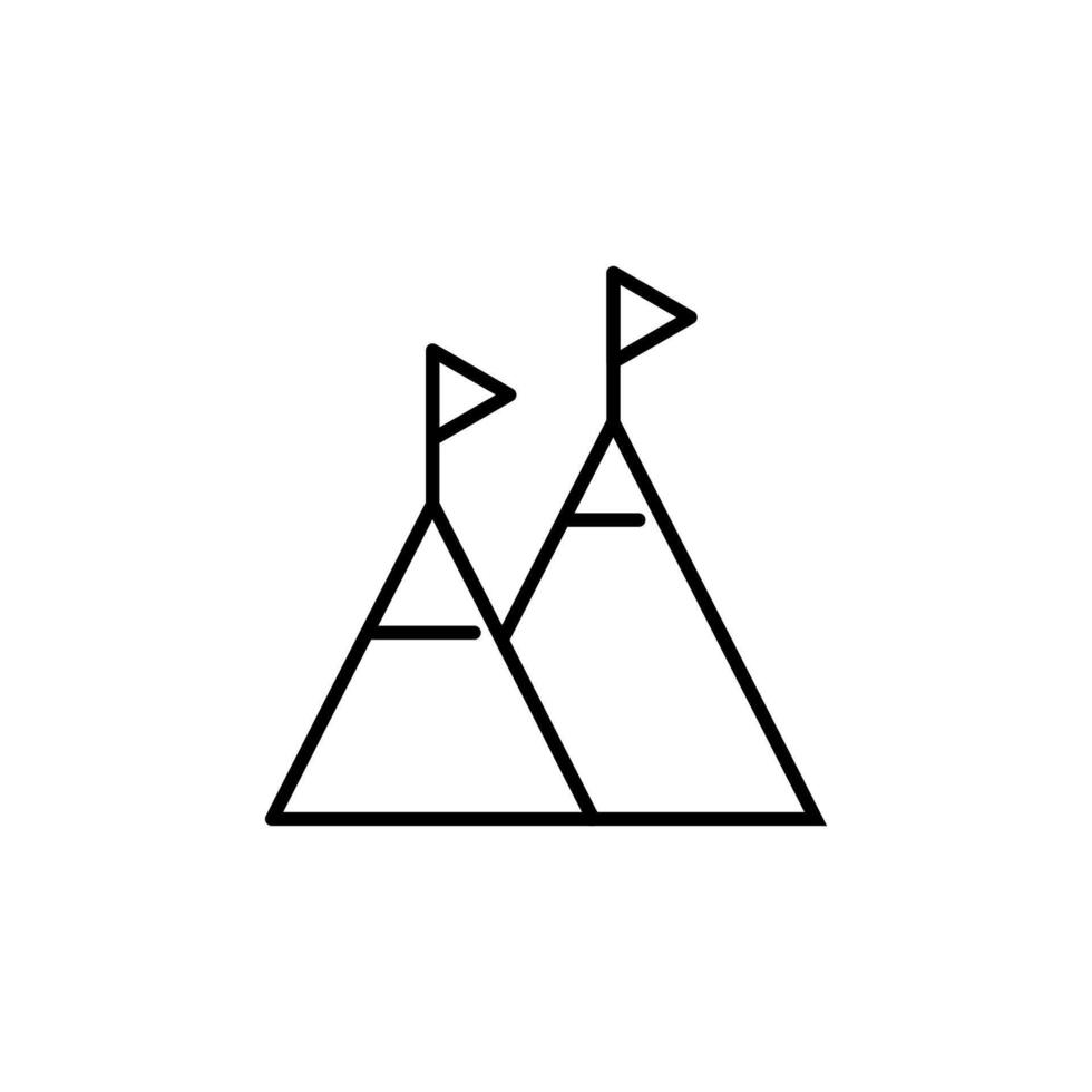 Flag on Mountain Minimalistic Outline Icon for Shops and Stores. Suitable for books, stores, shops. Editable stroke in minimalistic outline style. Symbol for design vector